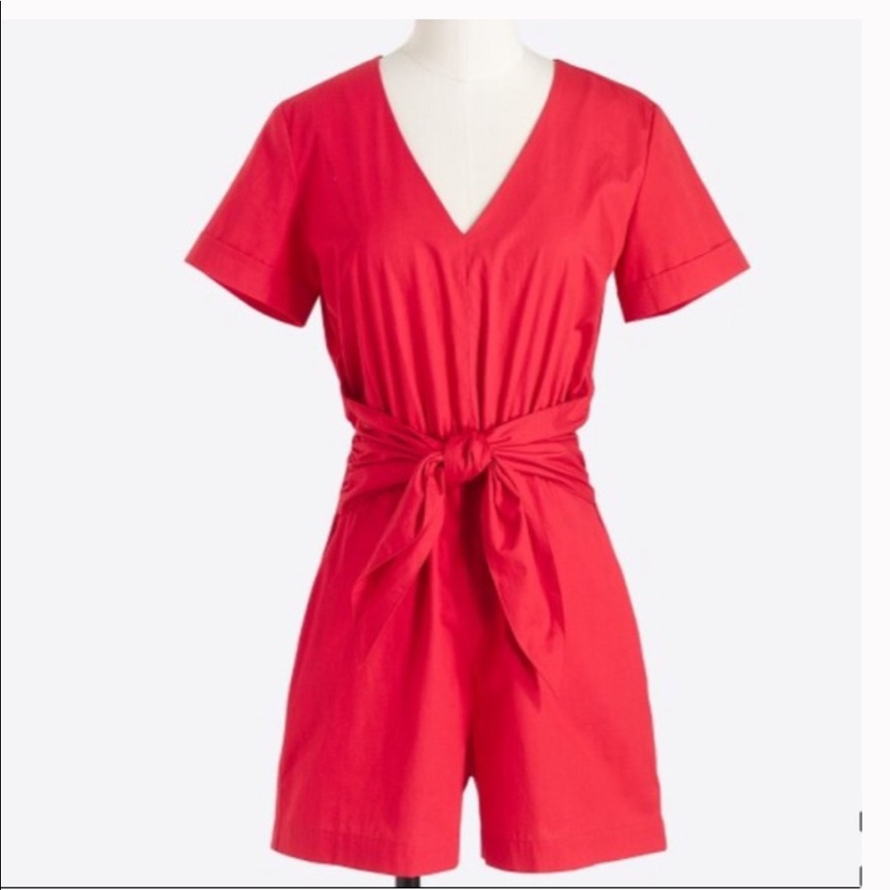 NWT J.Crew Factory Red Poplin Romper - Size 2